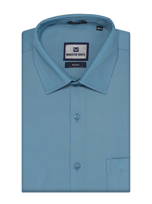 Mens Cotton Regular Fit Blue Colour Shirt Remo by Minister White