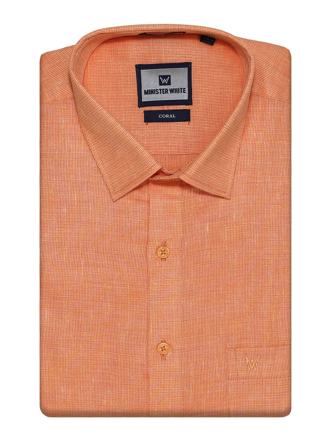 Mens Starch Cotton Orange Colour Regular Fit Shirt Coral