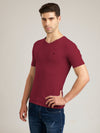 Men's Maroon Regular Fit V-Neck T-Shirt Caliber
