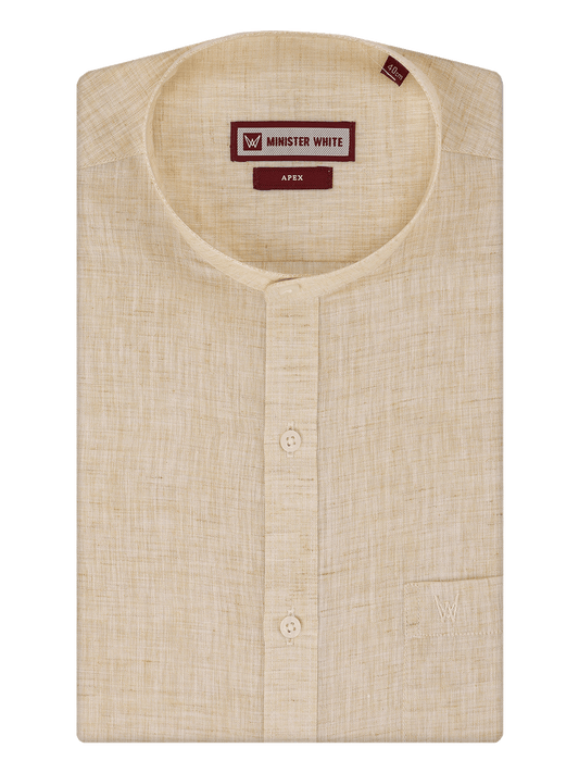 Men's Mustard Color Chinese Collar Regular Fit Shirt Apex