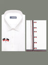 AIADMK Flag Printed Men's White Blended Cotton Regular Fit Shirt & Dhoti Combo