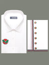 AIADMK Leaf Printed Men's White Blended Cotton Regular Fit Shirt & Dhoti Combo