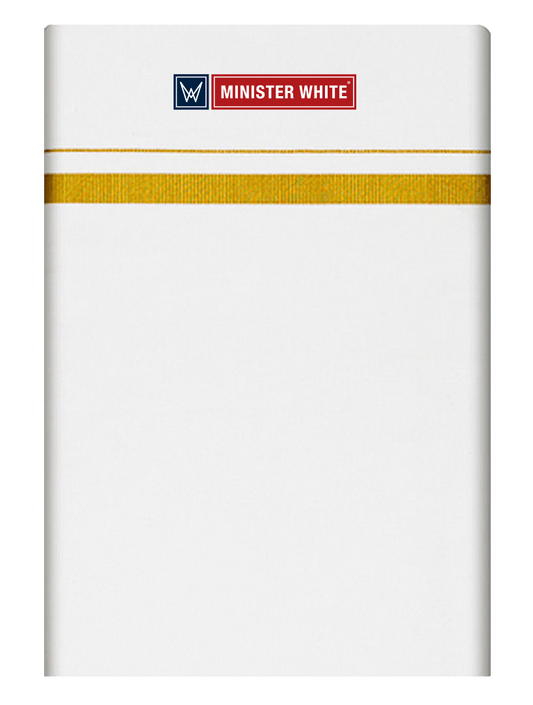 Mens Cotton White Single Layered Dhoti with 1/2" Gold Jari Border - Advik 1/2 by Minister White