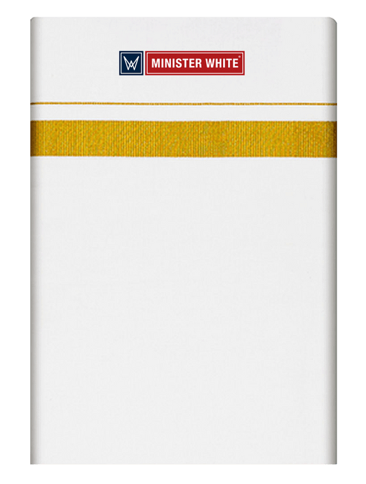 Mens Cotton Cream Single Layered Dhoti with 3/4" Gold Jari Border - Advik by Minister White