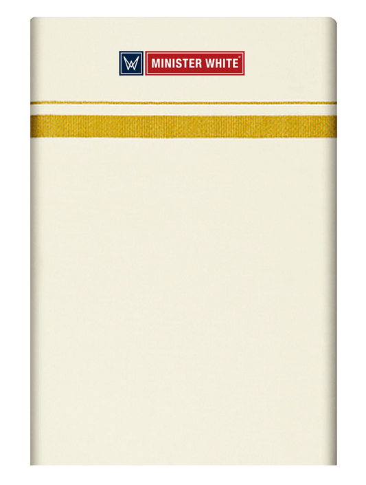 Mens Cotton Cream Single Layered Dhoti with 1/2" Gold Jari Border - Advik 1/2 by Minister White