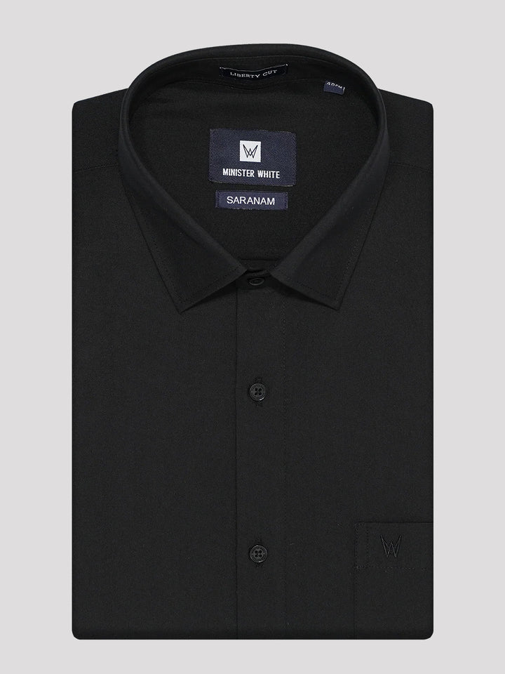 Mens Cotton Regular Fit Black Colour Shirt Saranam