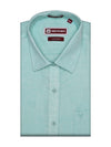 Men's Premium Cotton Linen Regular Fit Teal Green Shirt Chevron