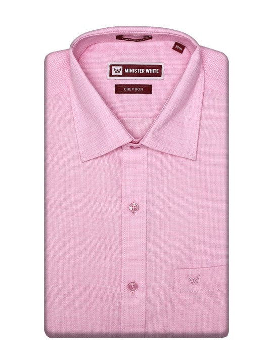 Men's Premium Cotton Linen Regular Fit Pink Shirt Chevron
