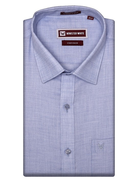 Men's Premium Cotton Linen Regular Fit Blue Shirt Chevron