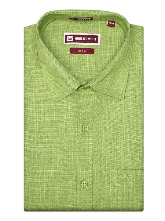 Men's Cotton Two-Tone Texture Parrot Green Shirt Clam