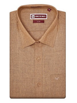 Men's Cotton Two-Tone Texture Dark Mustard Shirt Clam
