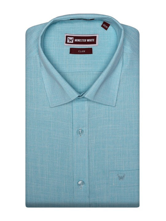 Men's Cotton Two-Tone Texture Light Blue Shirt Clam