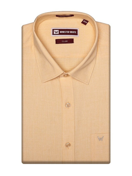 Men's Cotton Two-Tone Texture Yellow Shirt Clam