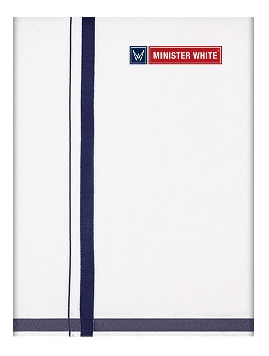 Mens Cotton White Double Layered with Big Border Dhoti - Delightful by Minister White