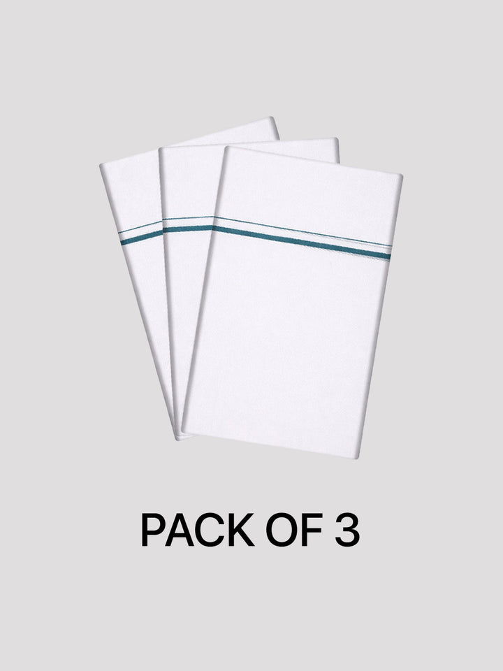 Men's Cotton White Single Layered Dhoti with Assorted Border Glory stitched_ Pack of 3