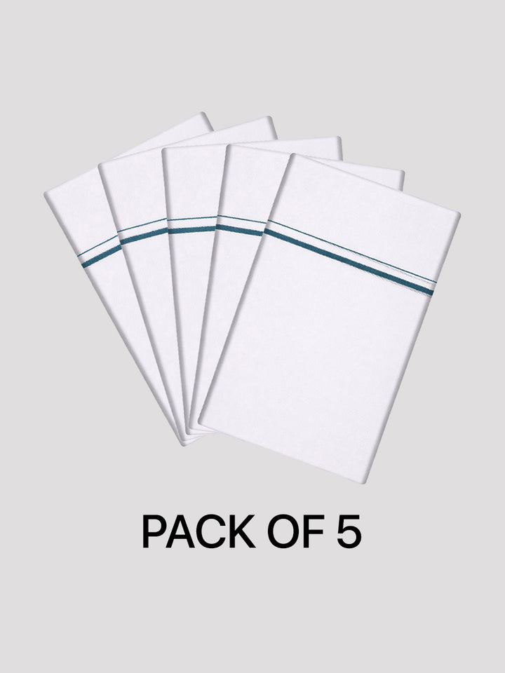 Mens Cotton White Single Layered Dhoti with Assorted Border Glory stitched_ Pack of 5