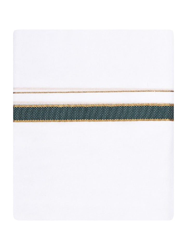 Men's Cotton Peacock Green Color Printed Matching Border Dhoti Posh