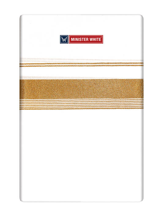 Mens Cotton White Single Layered Dhoti with Gold Fancy Border - Crown by Minister White