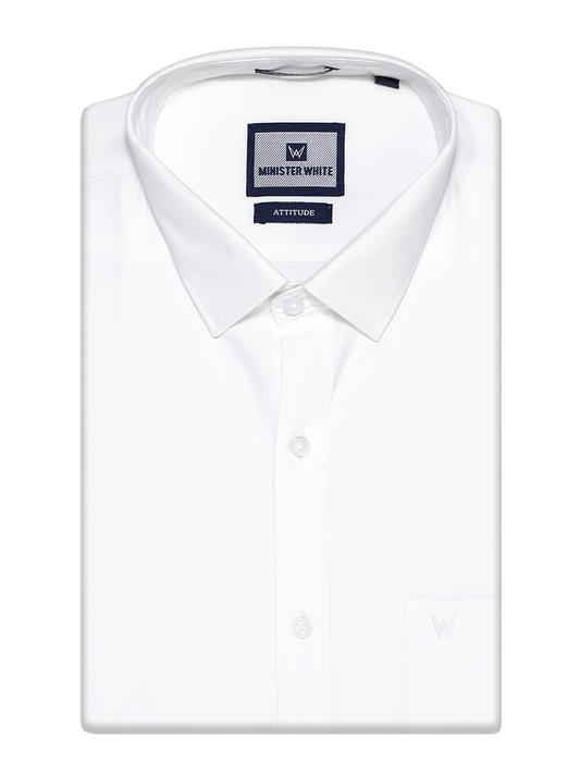 Mens Cotton Smart Fit White Shirt Attitude by Minister White