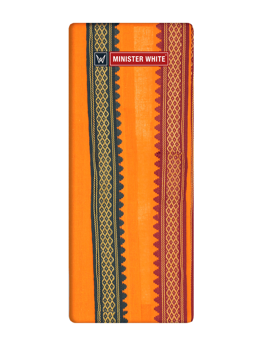 Orange Cotton Angavastram - Mandaram by Minister White