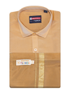 Boys Dark Gold Matching Art Silk Shirt and Flexi Dhoti Combo Poppins