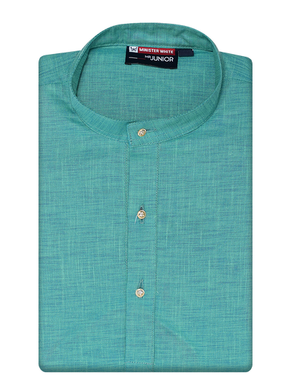 Boys Cotton Mint Blue Full Sleeves Kurta Selective Boy by Minister White