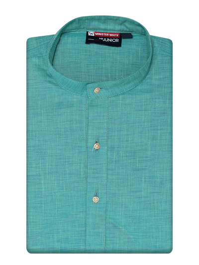 Boys Cotton Mint Blue Full Sleeves Kurta Selective Boy by Minister White