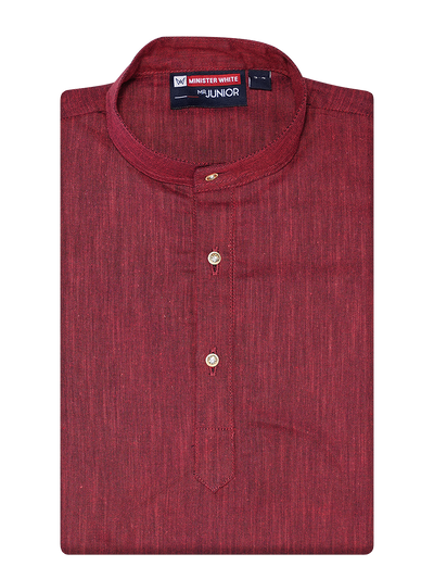 Boys Cotton Maroon Full Sleeves Kurta Selective Boy by Minister White