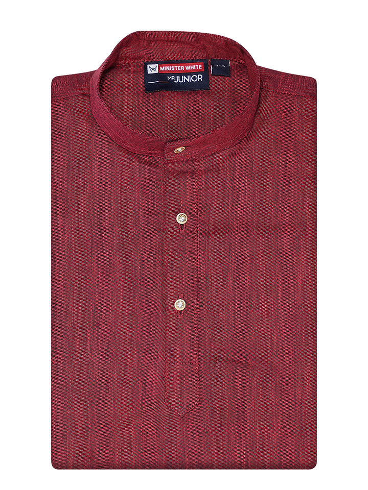 Boys Cotton Maroon Full Sleeves Kurta Selective Boy by Minister White