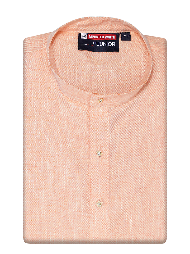 Boys Cotton Peach Full Sleeves Kurta Selective Boy by Minister White