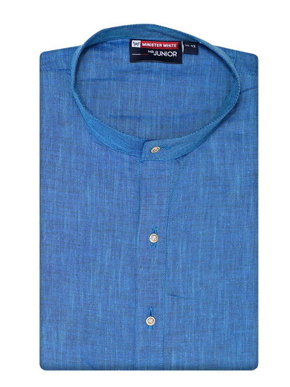 Boys Cotton Blue Full Sleeves Kurta Selective Boy by Minister White