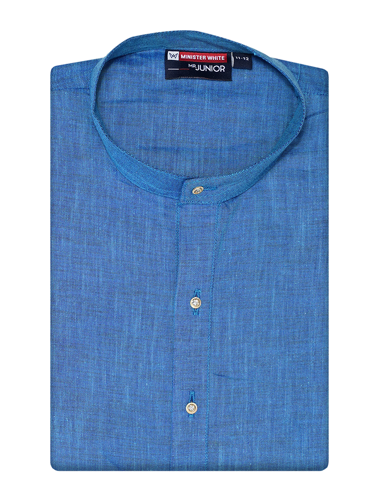 Boys Cotton Blue Full Sleeves Kurta Selective Boy by Minister White