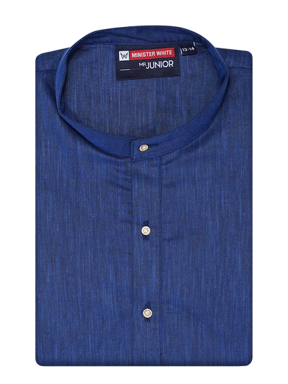 Boys Cotton Inic Blue Full Sleeves Kurta Selective Boy by Minister White