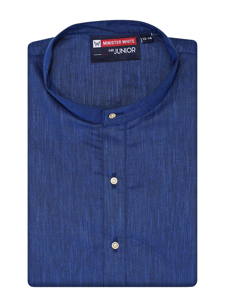 Boys Cotton Inic Blue Full Sleeves Kurta Selective Boy by Minister White