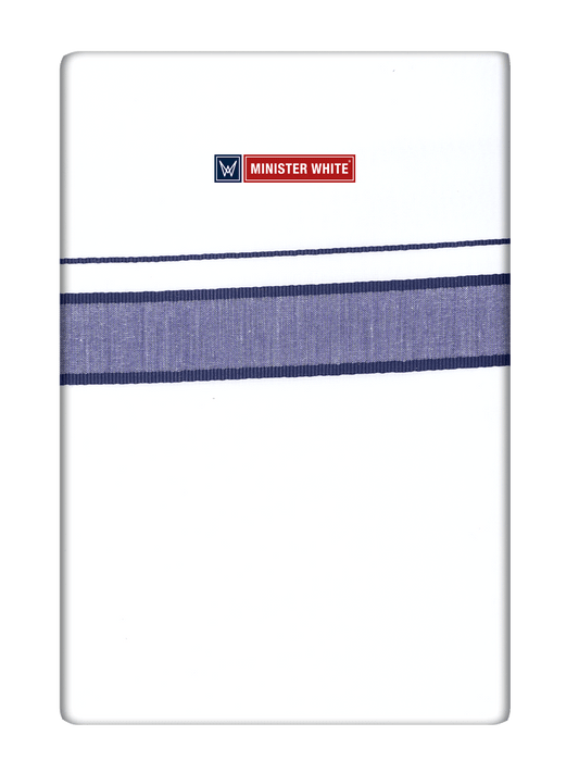Mens Cotton White Double Layered Dhoti with Fancy Kara - Malabar Star Mix by Minister White