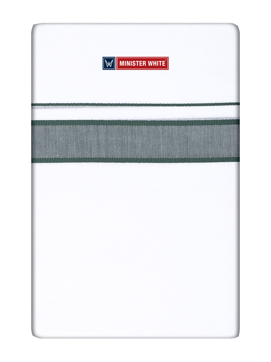 Mens Cotton White Double Layered Dhoti with Dark Green Fancy Kara - Malabar Star by Minister White