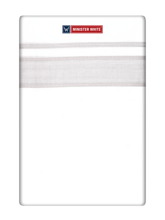 Mens Cotton White Double Layered Dhoti with Light Brown Fancy Kara - Empuran by Minister White