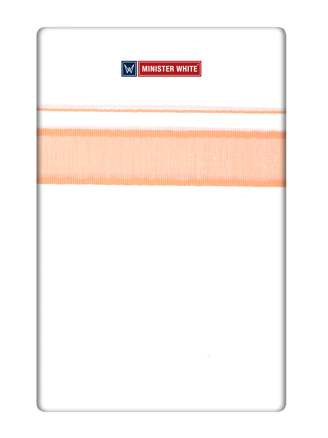 Mens Cotton White Double Layered Dhoti with Orange Fancy Kara - Malabar Star by Minister White