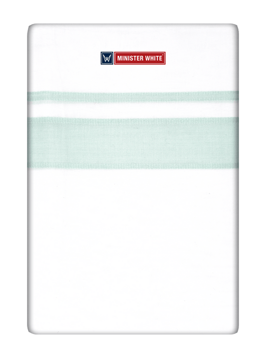 Mens Cotton White Double Layered Dhoti with Pista Green Fancy Kara- Empuran by Minister White