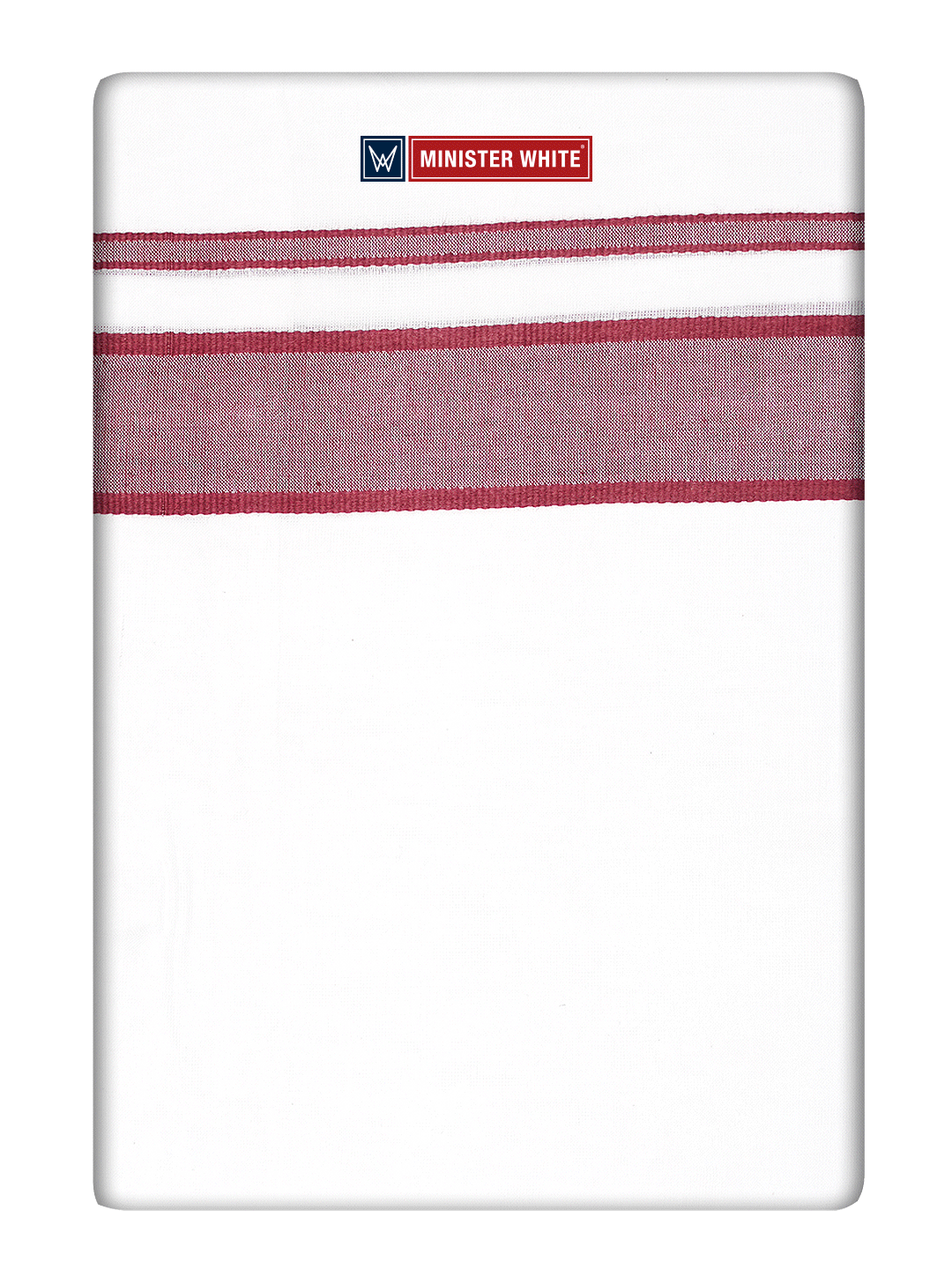 Mens Cotton White Double Layered Dhoti with Maroon Fancy Kara - Empuran by Minister White