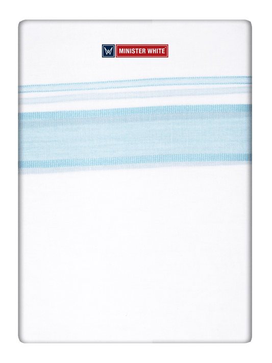 Mens Cotton White Double Layered Dhoti with Magic Mint Fancy Kara - Empuran by Minister White