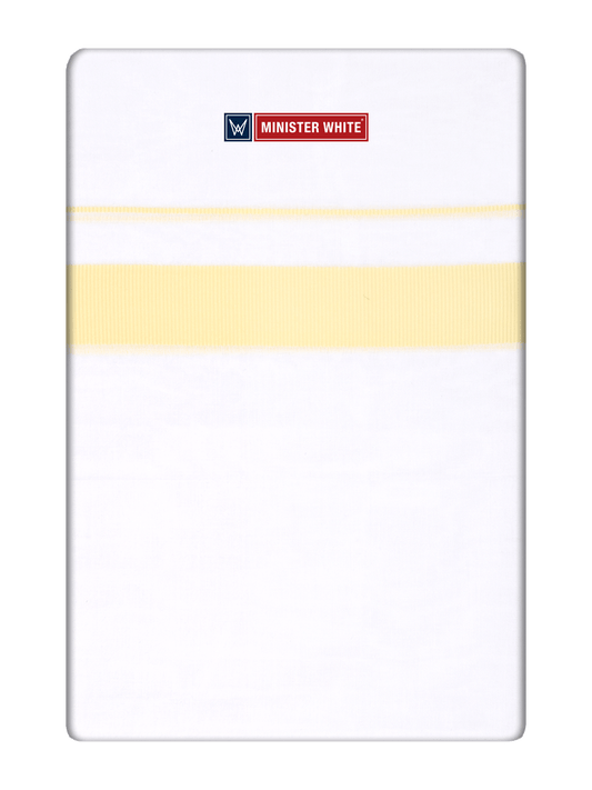 Mens Cotton White Double Layered Dhoti with Light Yellow Fancy Kara - Palakadan by Minister White