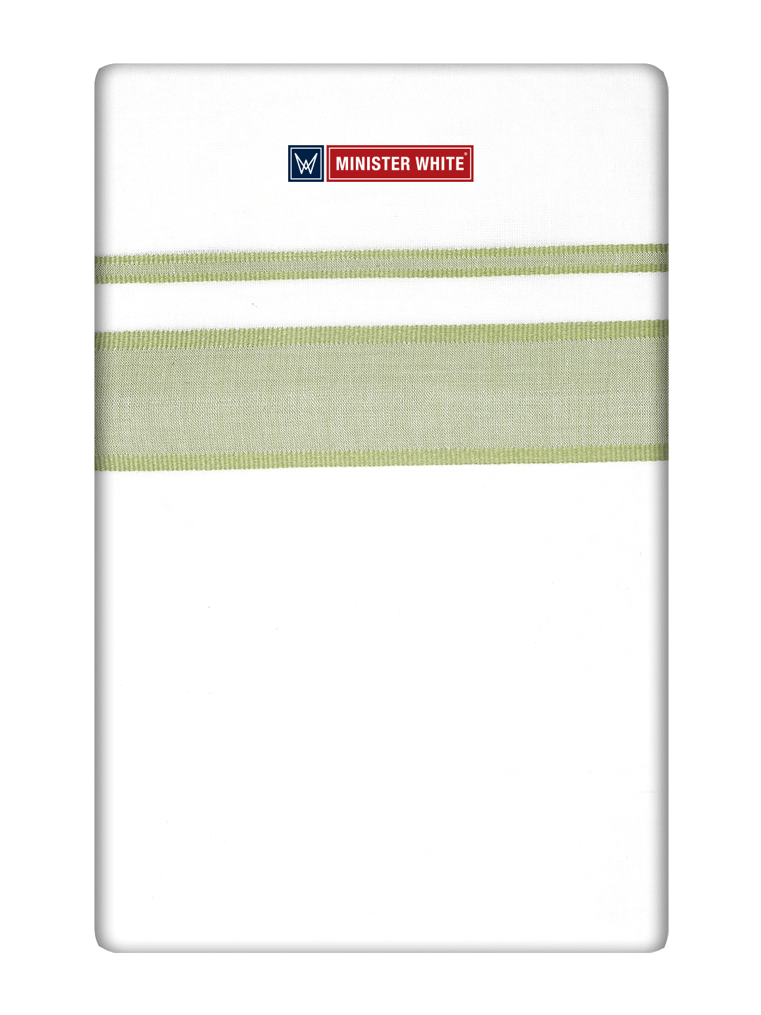 Mens Cotton White Double Layered Dhoti with Leaf Green Fancy Kara - Empuran by Minister White
