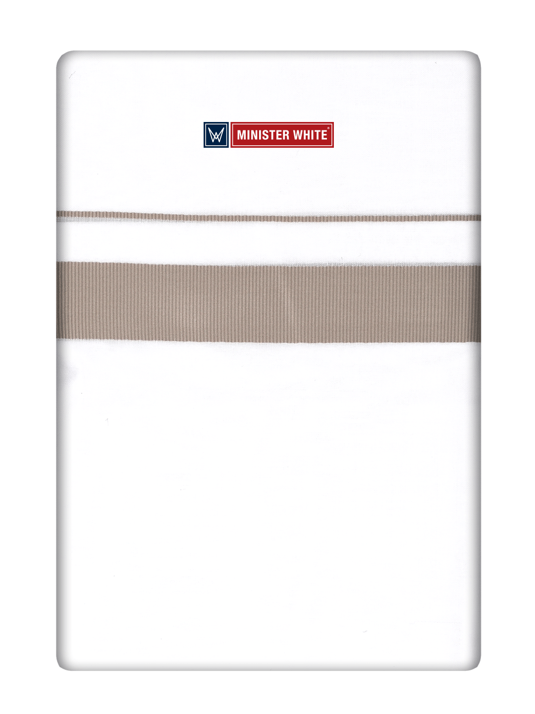 Mens Cotton White Double Layered Dhoti with Light Brown Fancy Kara - Palakadan by Minister White