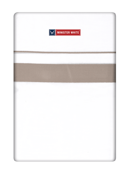 Mens Cotton White Double Layered Dhoti with Light Brown Fancy Kara - Palakadan by Minister White