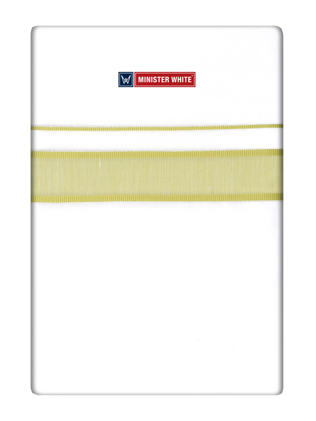 Mens Cotton White Double Layered Dhoti with Apple Green Fancy Kara - Malabar Star by Minister White