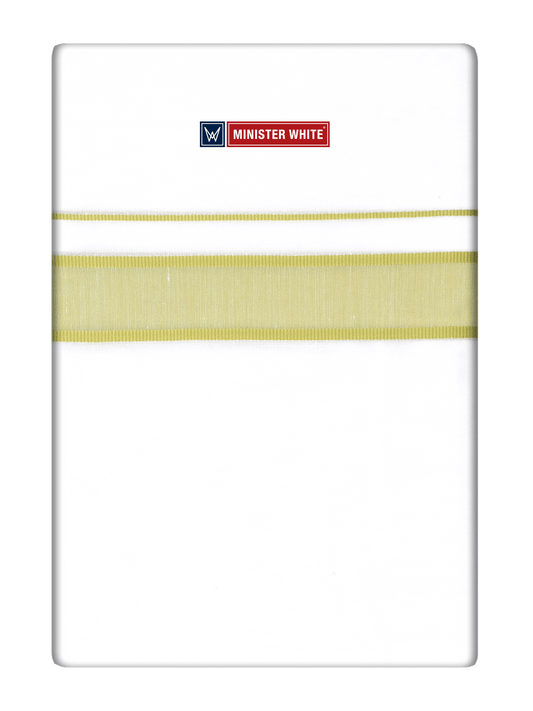 Mens Cotton White Double Layered Dhoti with Apple Green Fancy Kara - Malabar Star by Minister White