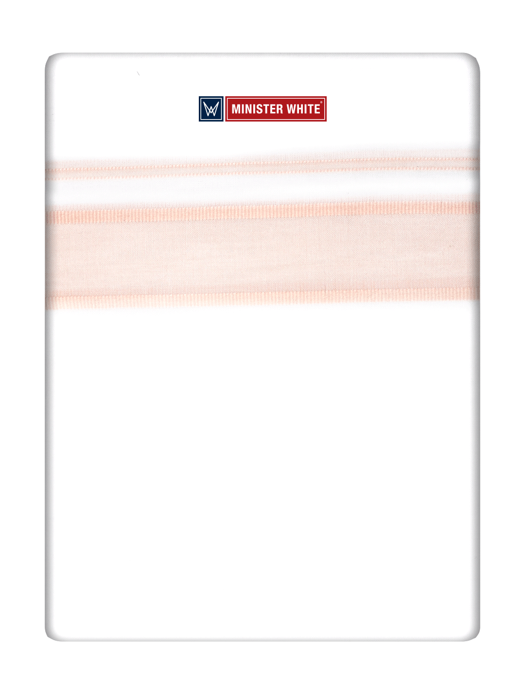 Mens Cotton White Double Layered Dhoti with Light Orange Fancy Kara - Empuran by Minister White
