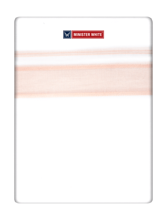 Mens Cotton White Double Layered Dhoti with Light Orange Fancy Kara - Empuran by Minister White