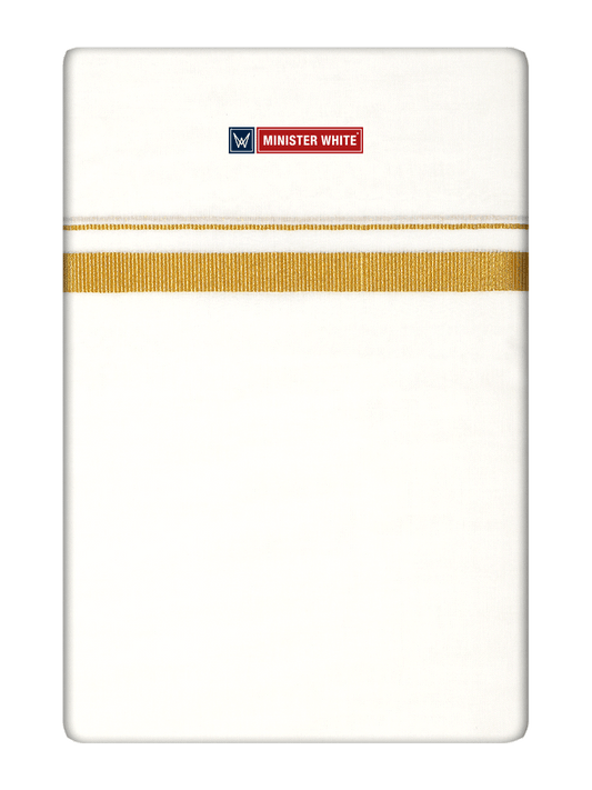 Mens Cotton Cream Double Layered Dhoti with 1/2" Gold Jari Border - Glow 1/2 by Minister White